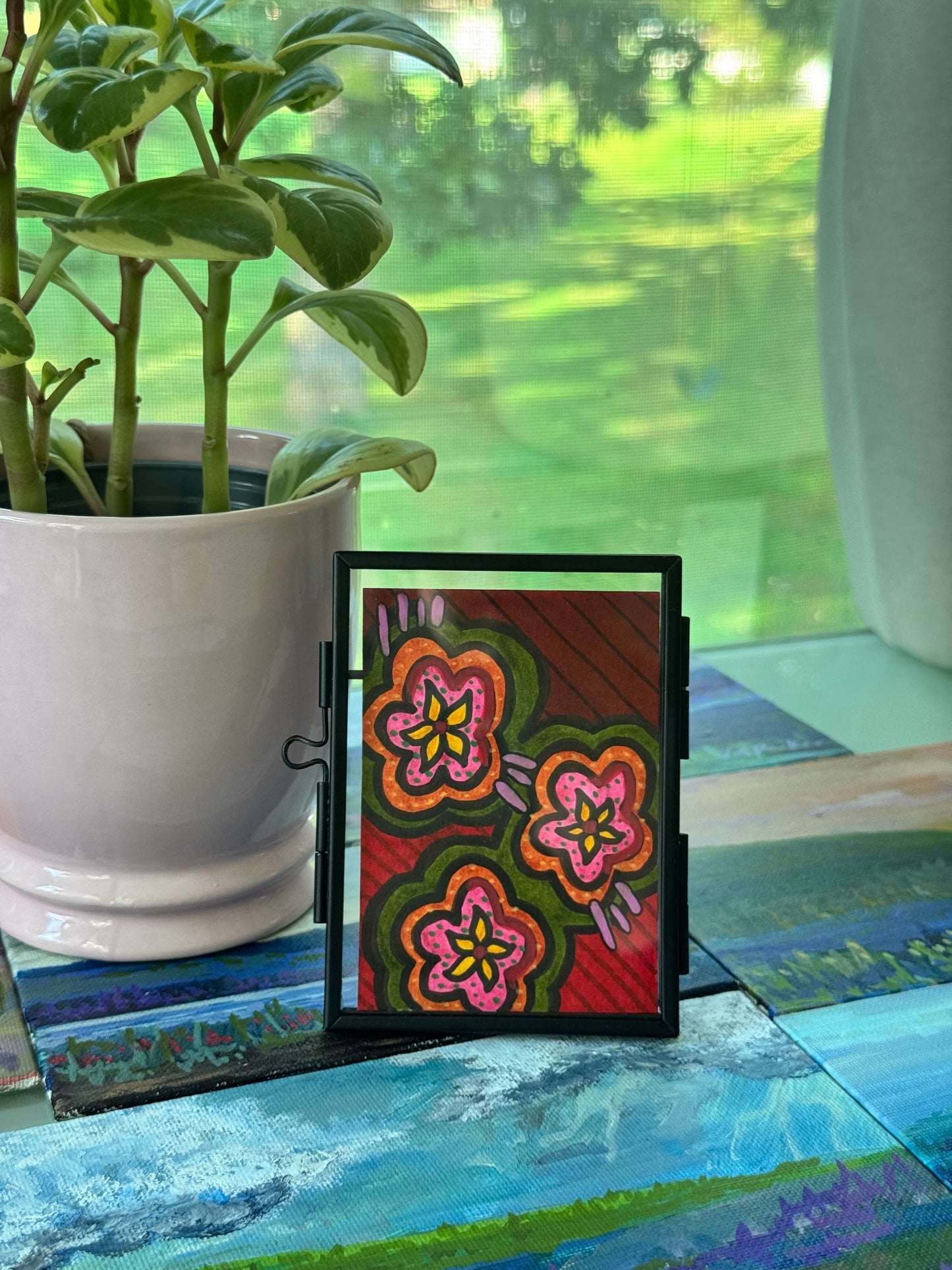 ACEO, Flower Clouds #4 Original Art Card 2.5x3.5