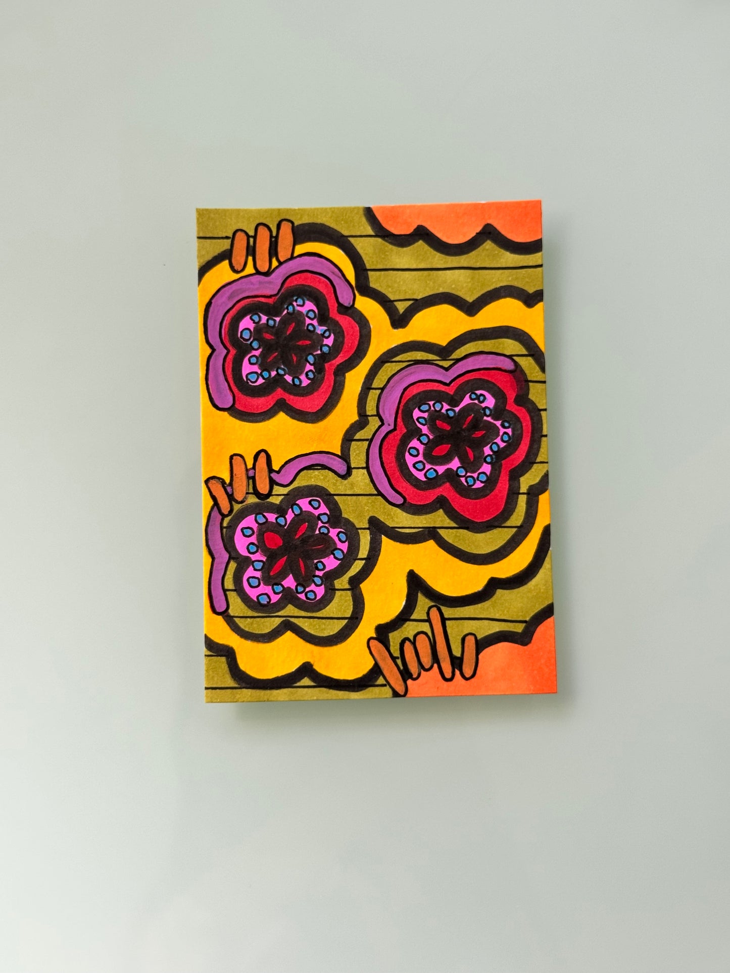 ACEO, Flower Clouds #6 Original Art Card 2.5x3.5