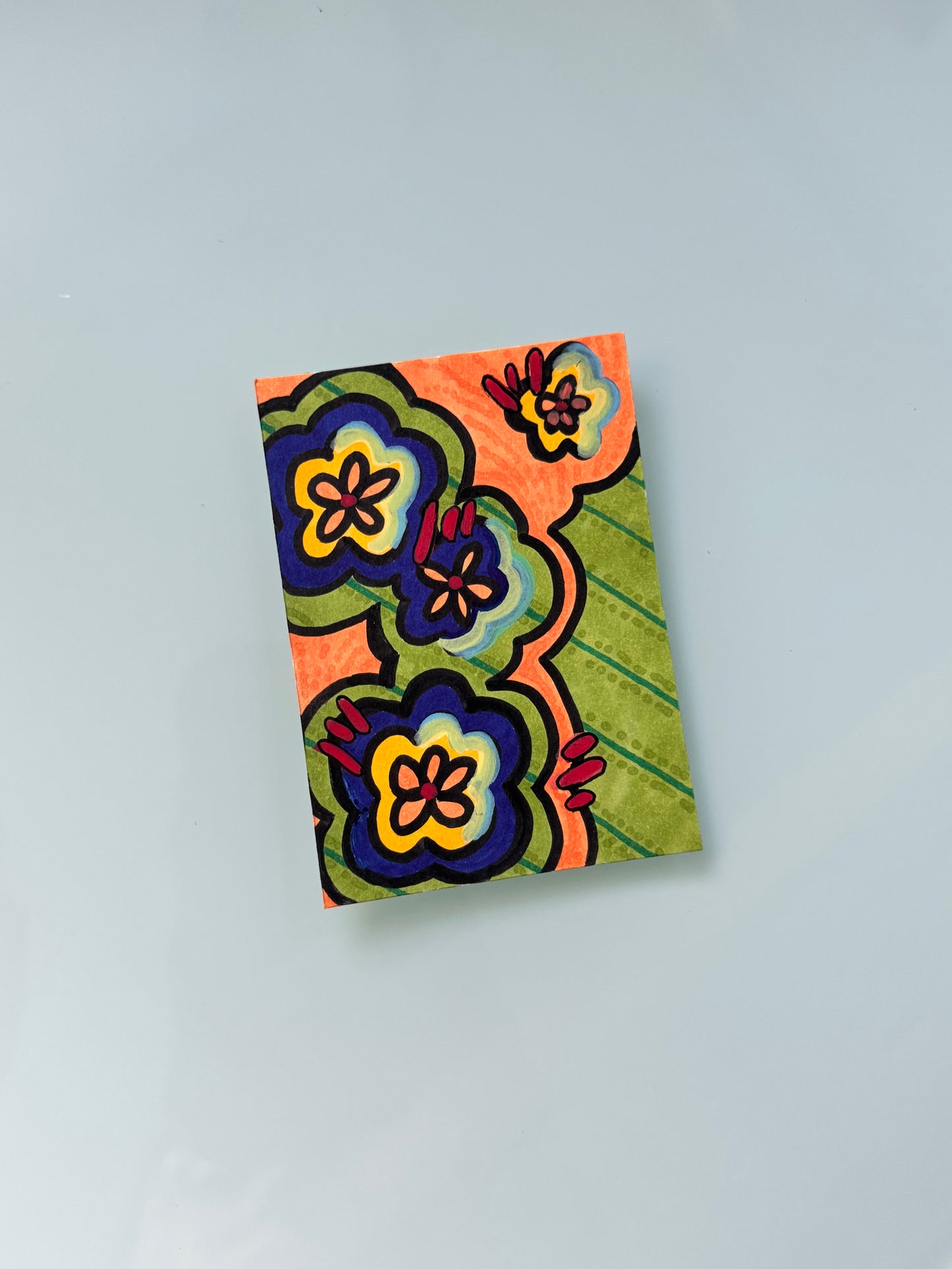 ACEO, Flower Clouds #12 Original Art Card 2.5x3.5