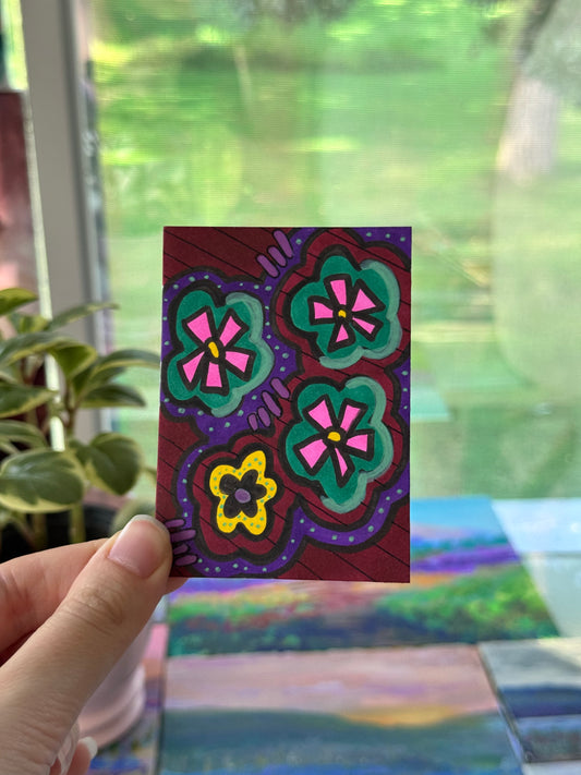 ACEO, Flower Clouds #13 Original Art Card 2.5x3.5