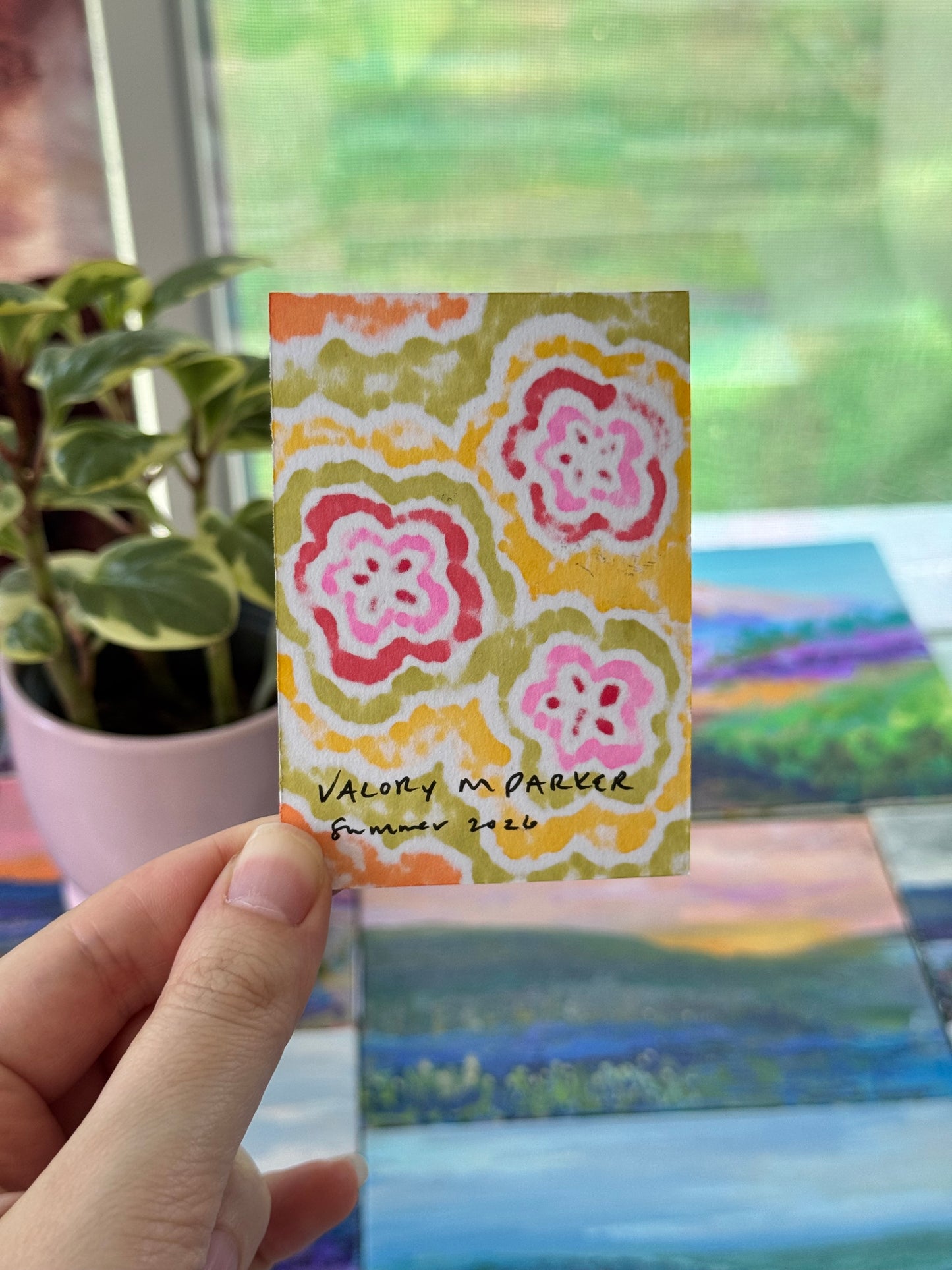 ACEO, Flower Clouds #6 Original Art Card 2.5x3.5