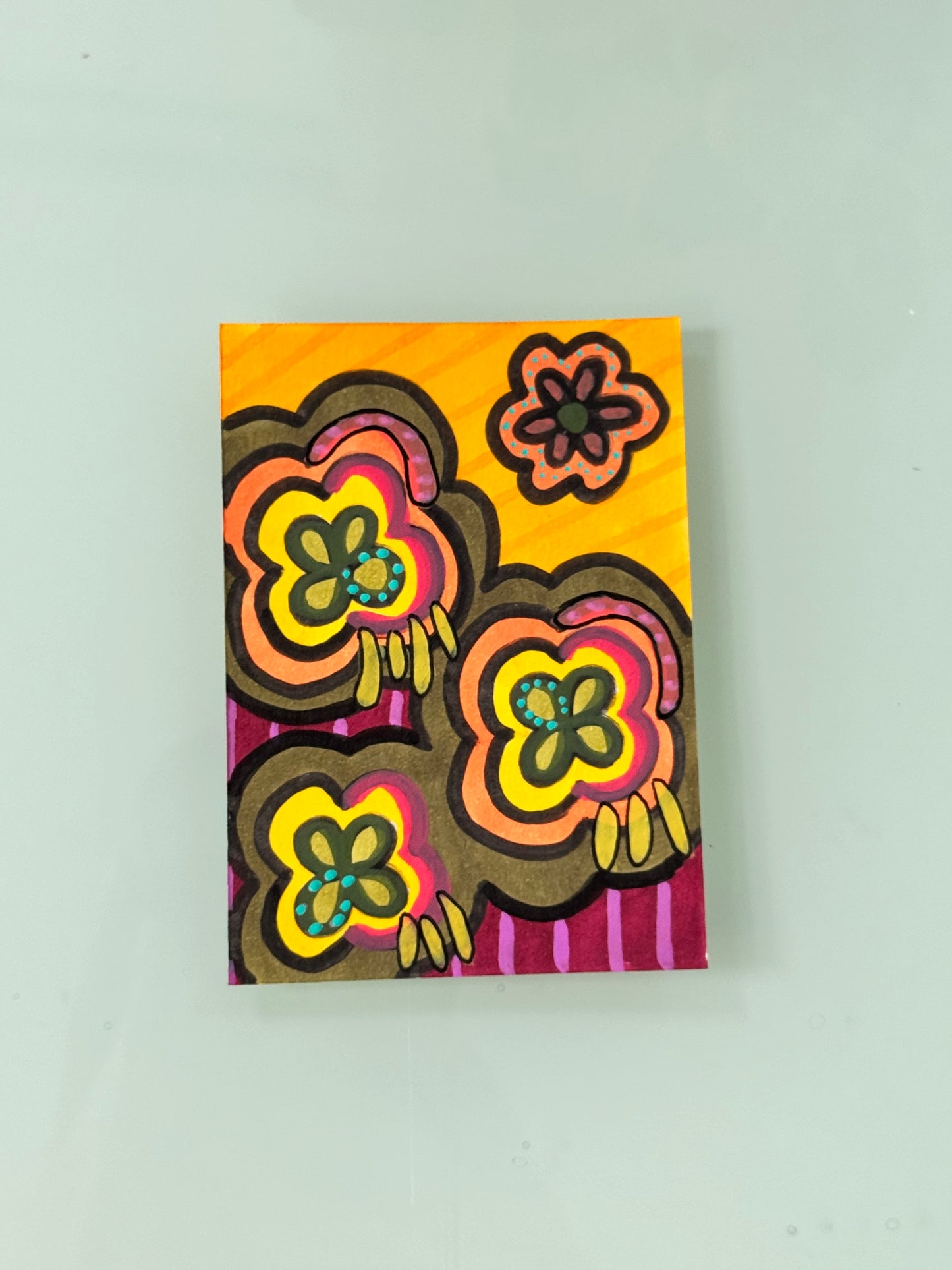 ACEO, Flower Clouds #19 Original Art Card 2.5x3.5