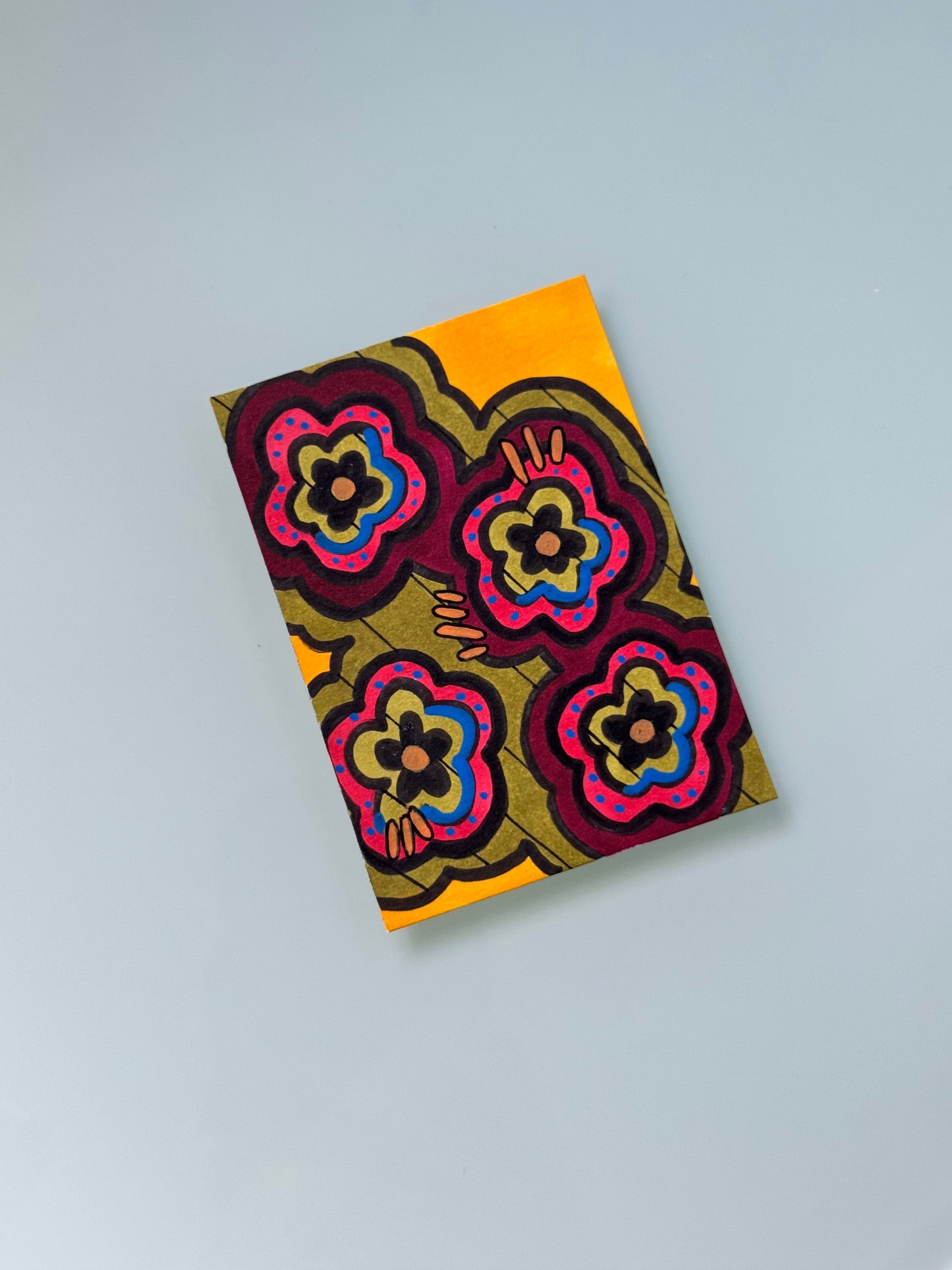 ACEO, Flower Clouds #5 Original Art Card 2.5x3.5