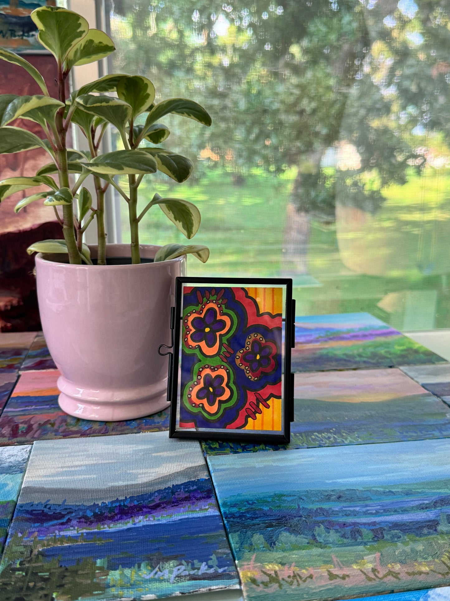 ACEO, Flower Clouds #10 Original Art Card 2.5x3.5