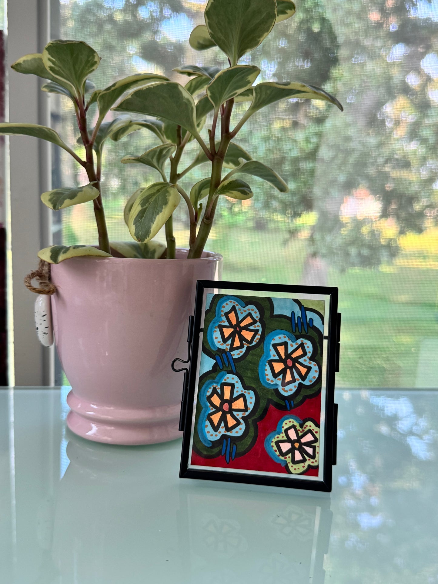 ACEO, Flower Clouds #21 Original Art Card 2.5x3.5