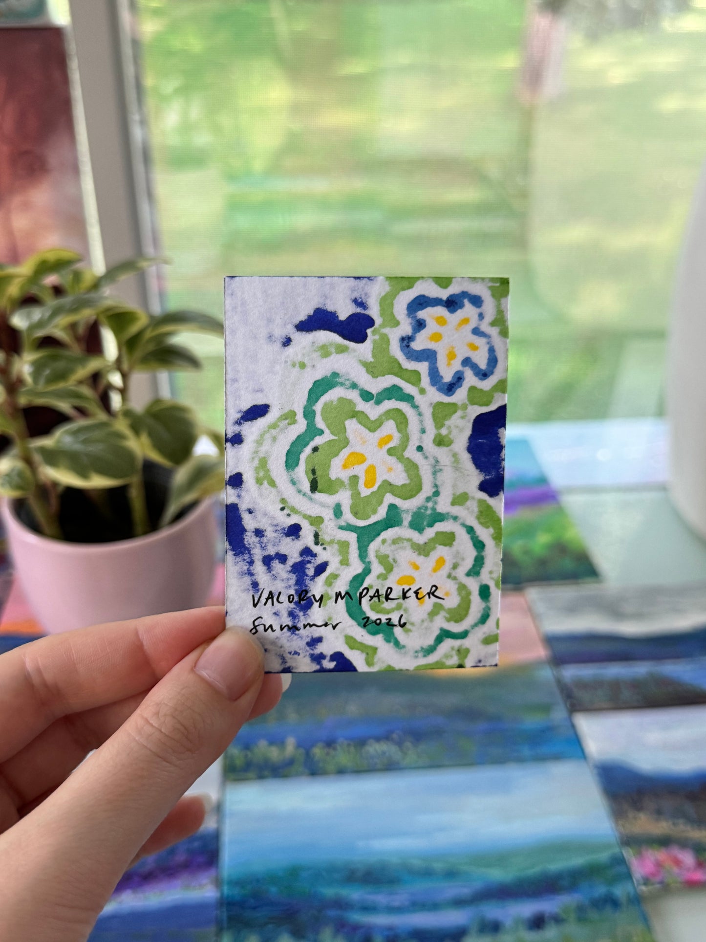 ACEO, Flower Clouds #9 Original Art Card 2.5x3.5