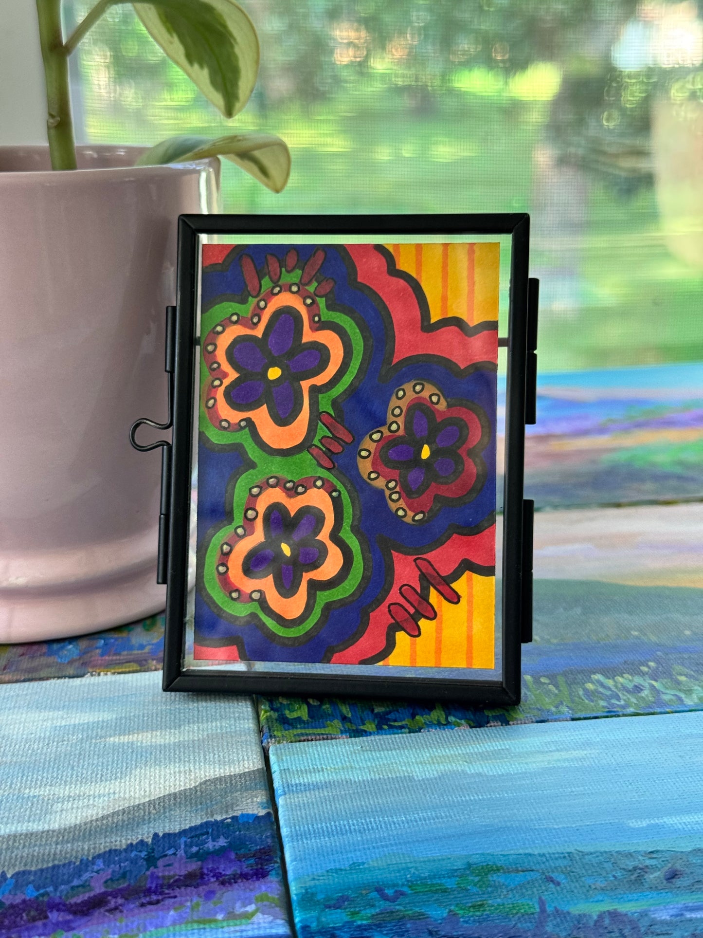 ACEO, Flower Clouds #10 Original Art Card 2.5x3.5