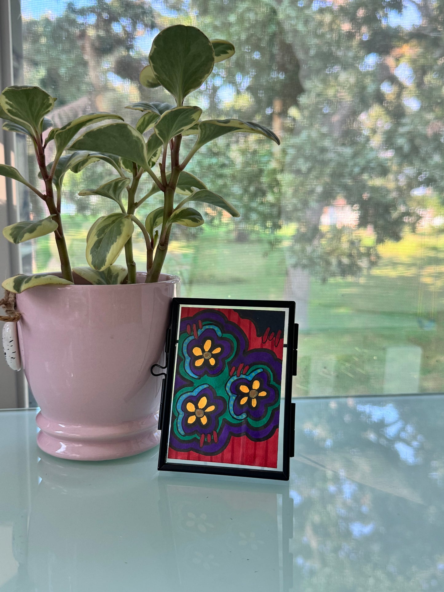 ACEO, Flower Clouds #18 Original Art Card 2.5x3.5