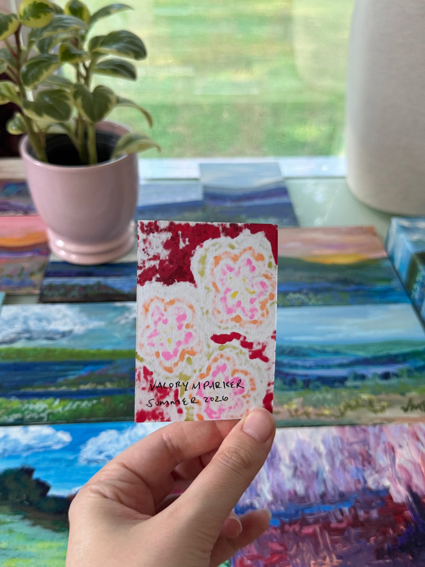 ACEO, Flower Clouds #4 Original Art Card 2.5x3.5