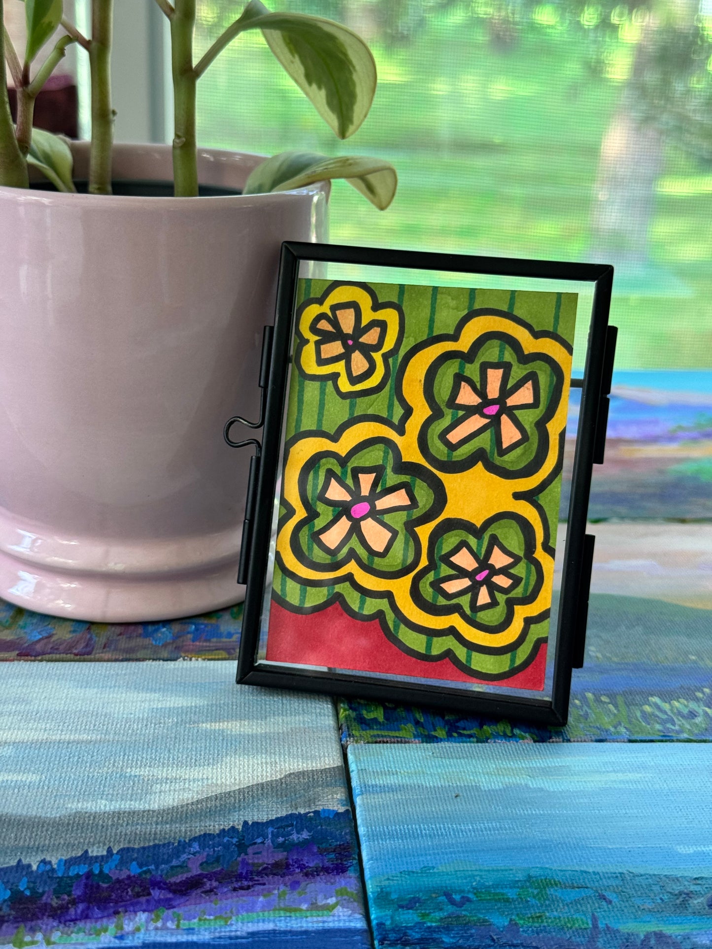ACEO, Flower Clouds #8 Original Art Card 2.5x3.5