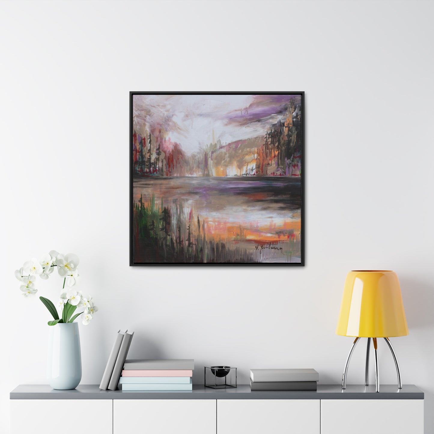 framed canvas print | autumn at the lake