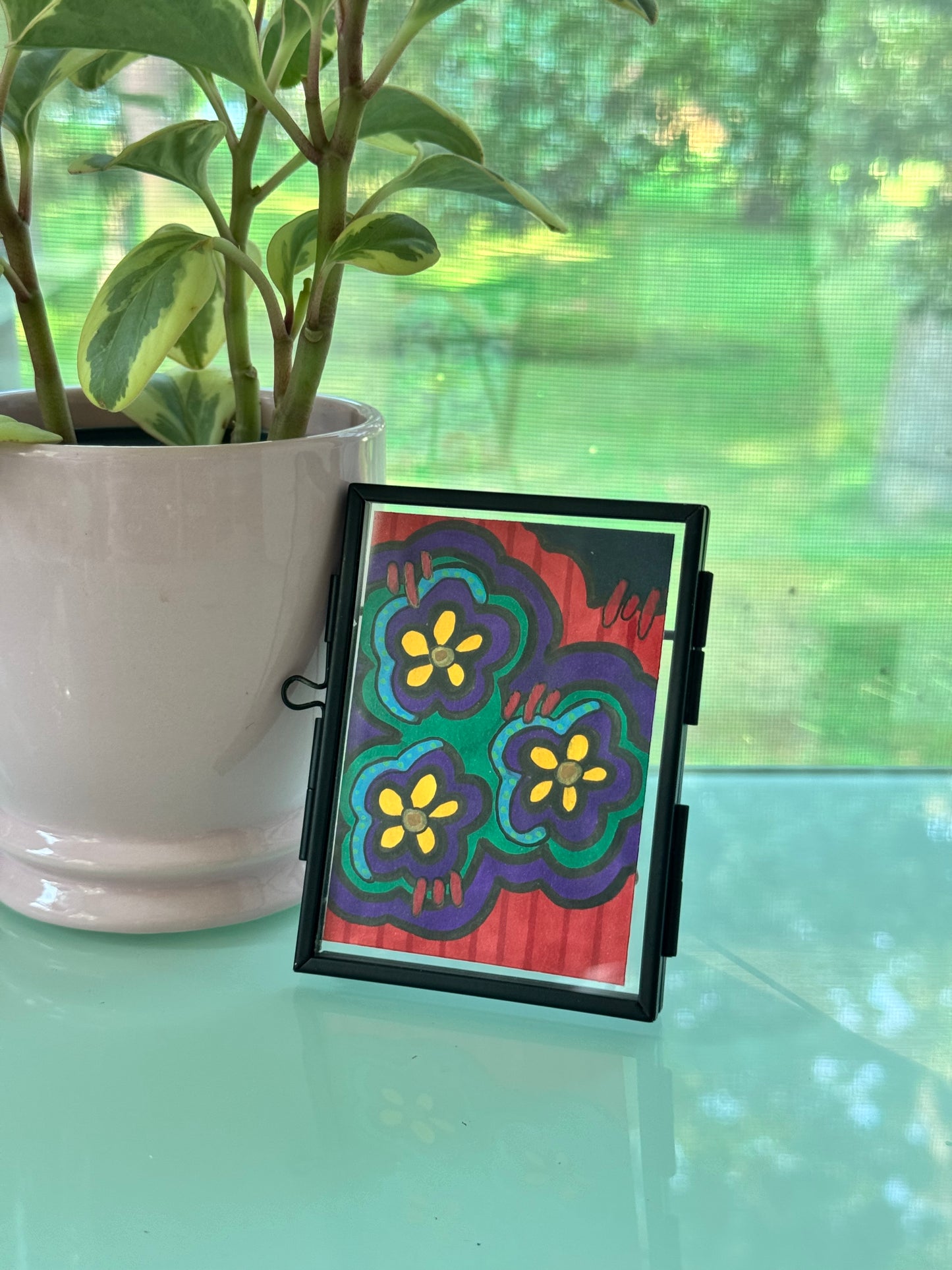 ACEO, Flower Clouds #18 Original Art Card 2.5x3.5