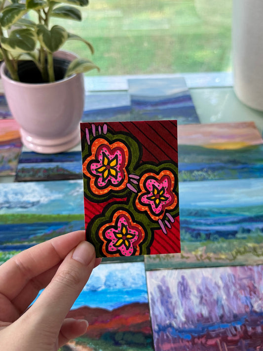 ACEO, Flower Clouds #4 Original Art Card 2.5x3.5