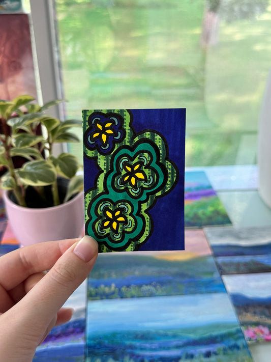 ACEO, Flower Clouds #9 Original Art Card 2.5x3.5