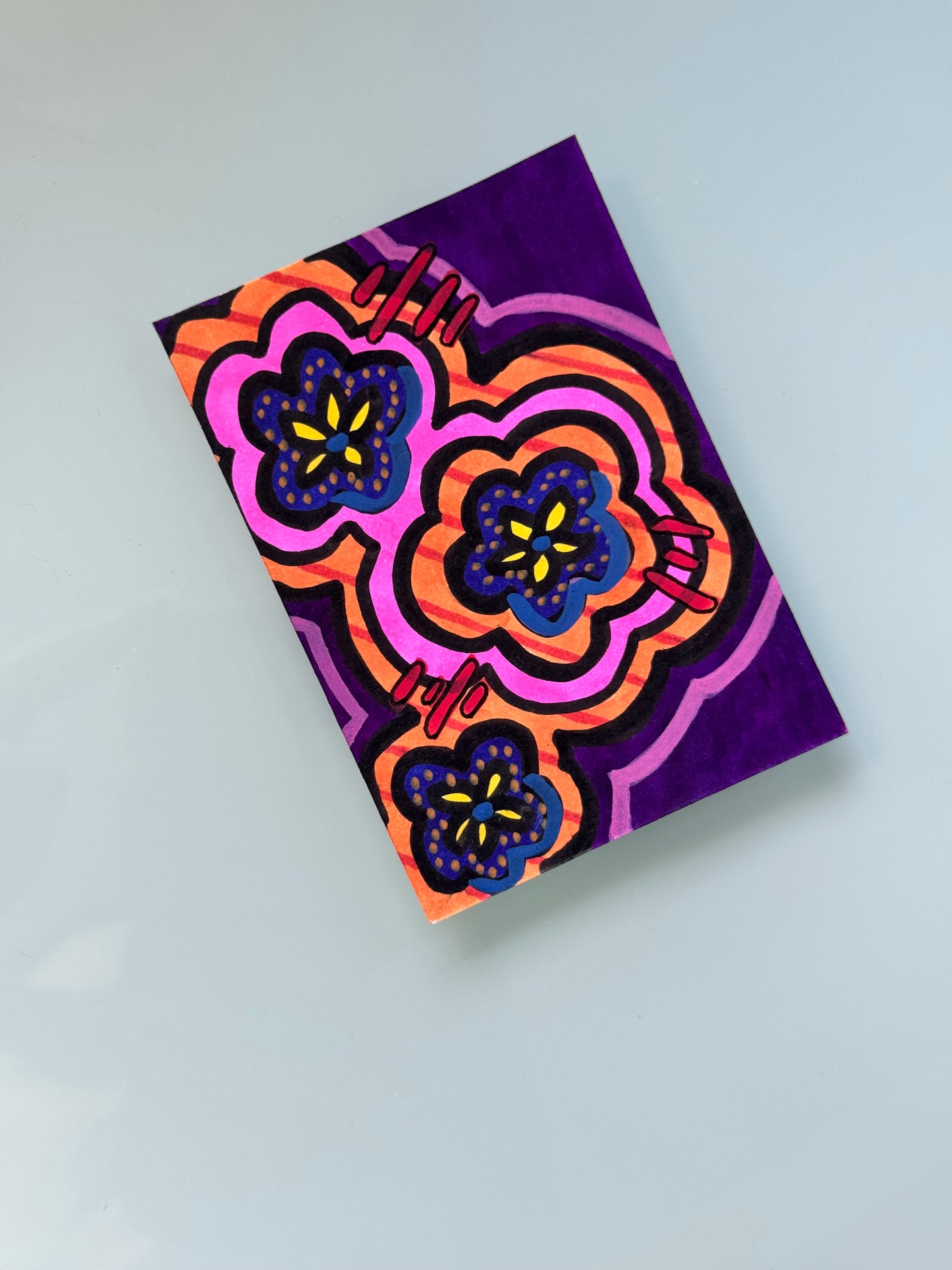 Flower Clouds #1 ACEO Original Art Card 3.5x2.5