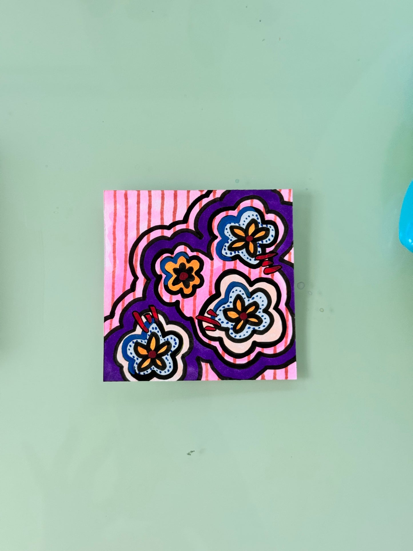 ACEO, Flower Clouds #22 Original Art Card 3x3