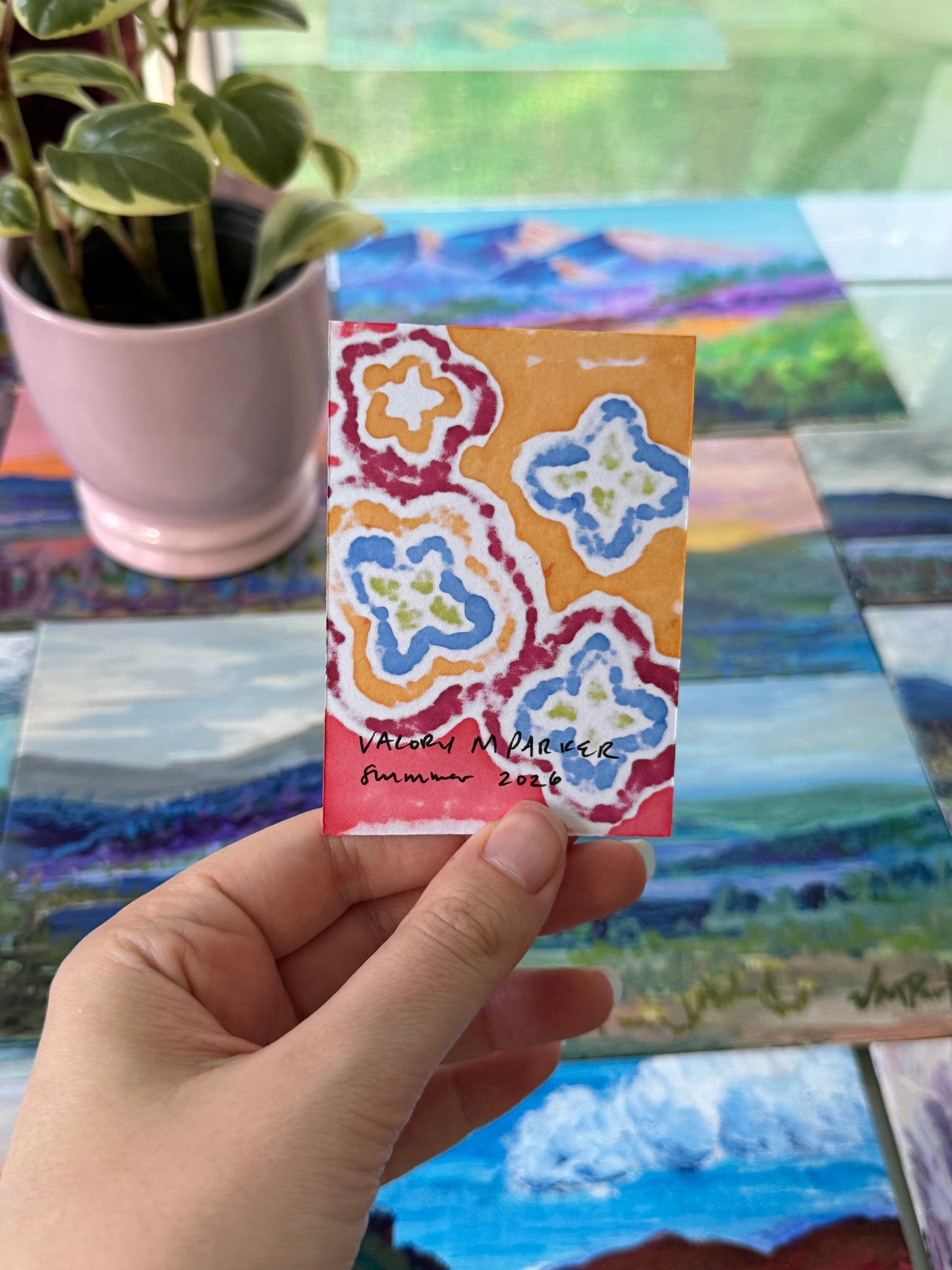 ACEO, Flower Clouds #7 Original Art Card 2.5x3.5