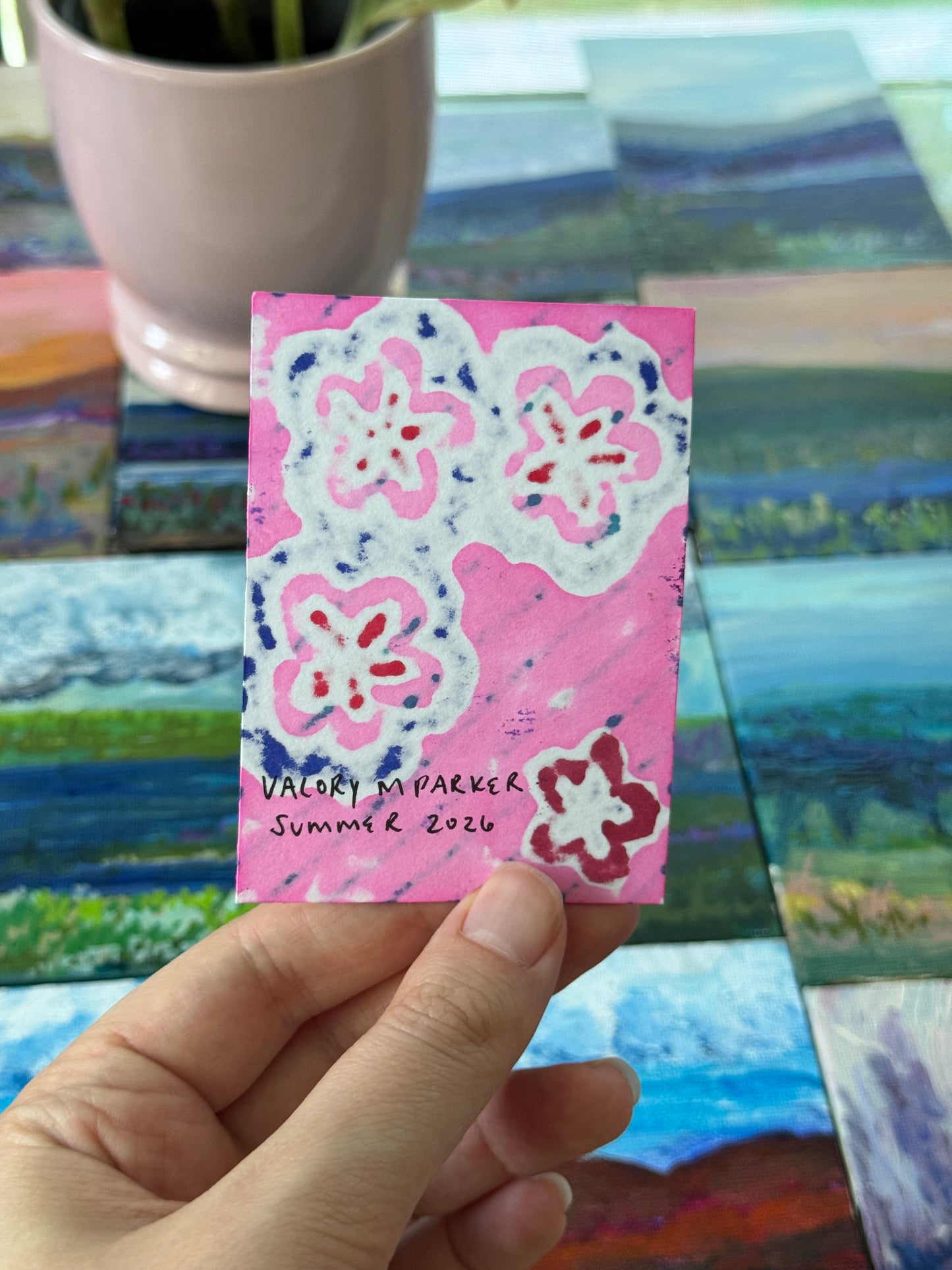 Flower Clouds #2 ACEO Original Art Card 3.5x2.5