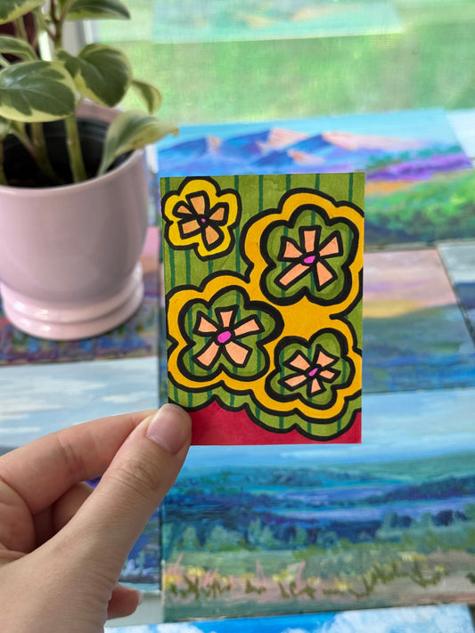 ACEO, Flower Clouds #8 Original Art Card 2.5x3.5