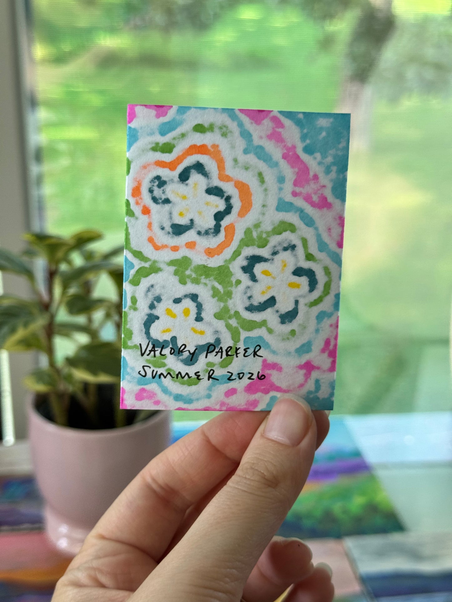 ACEO, Flower Clouds #14 Original Art Card 2.5x3.5
