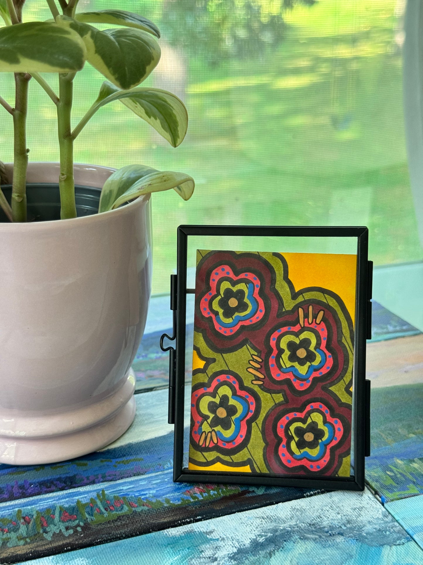 ACEO, Flower Clouds #5 Original Art Card 2.5x3.5