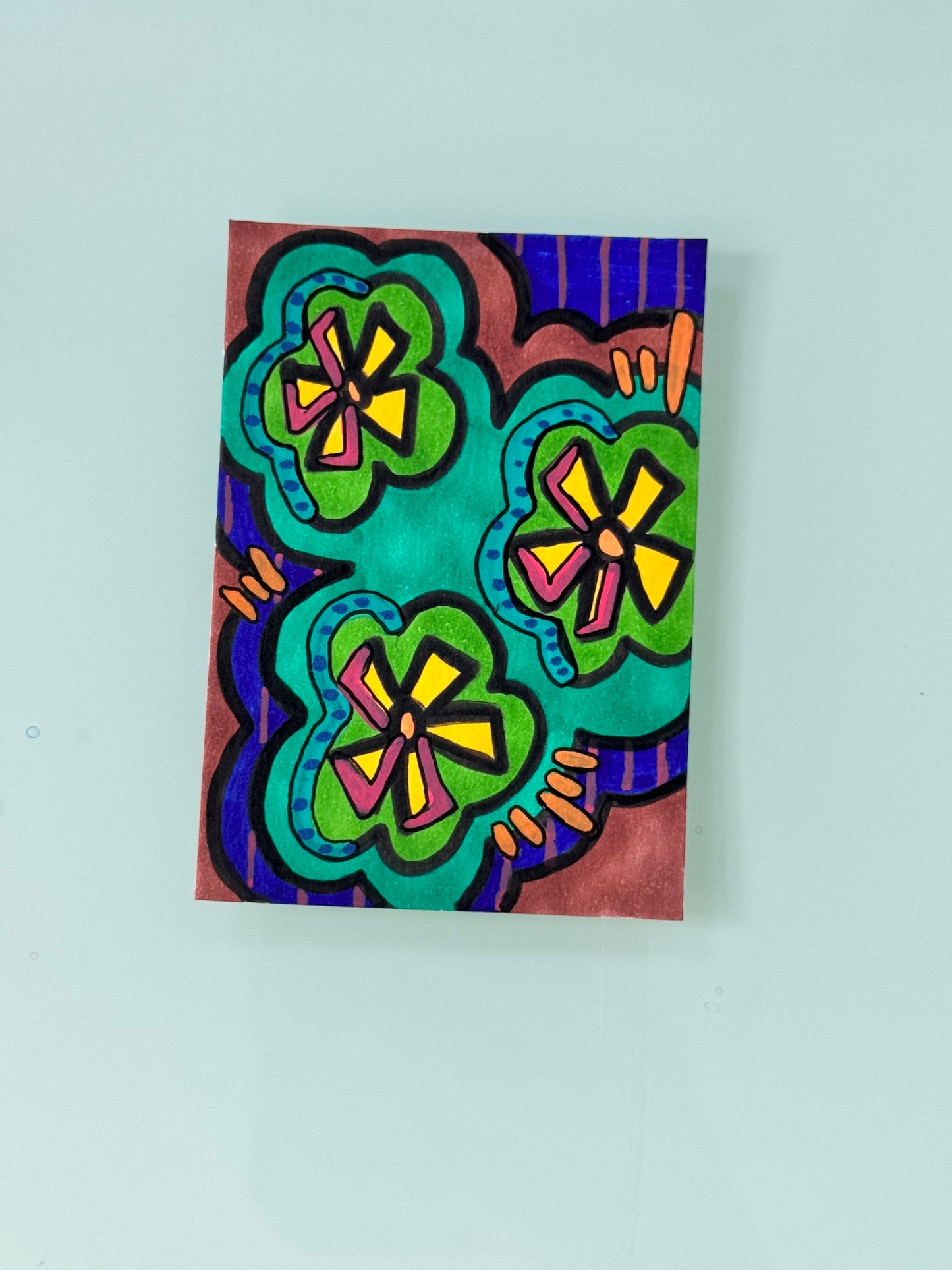 ACEO, Flower Clouds #20 Original Art Card 2.5x3.5