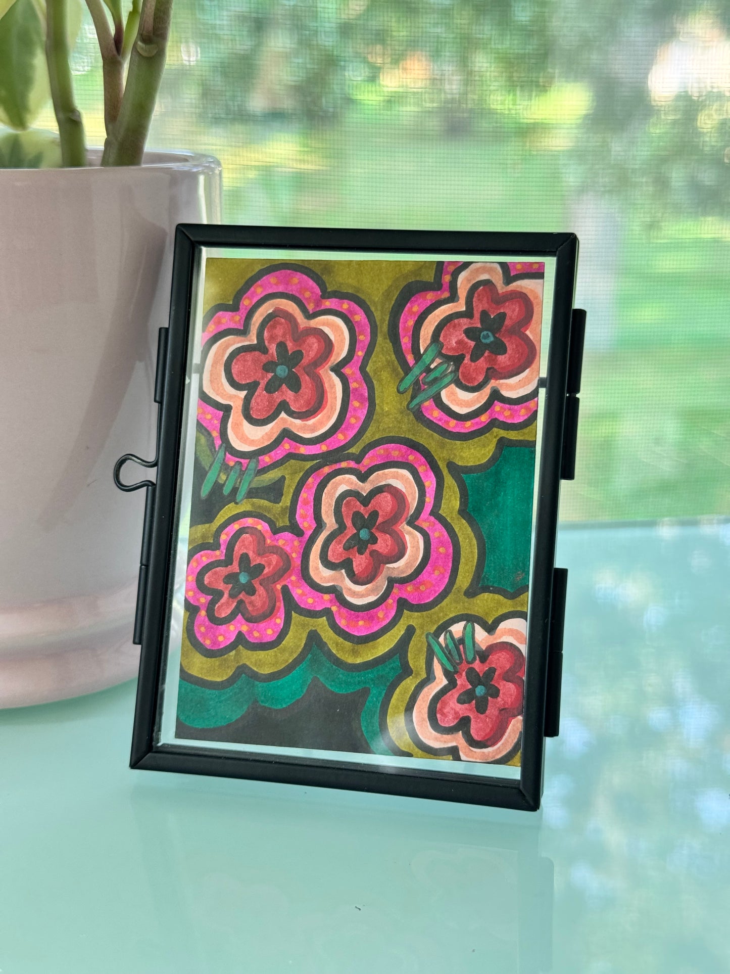 ACEO, Flower Clouds #16 Original Art Card 2.5x3.5