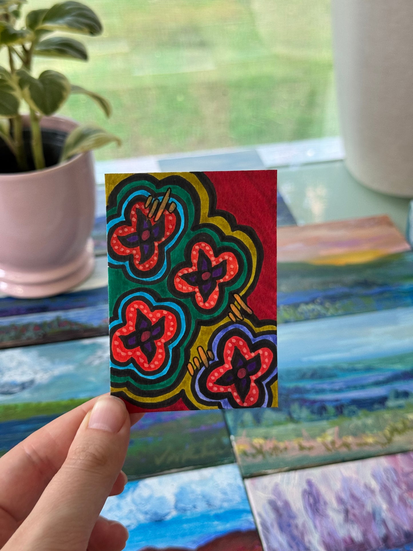 Flower Clouds #3 ACEO Original Art Card 3.5x2.5 (Copy)