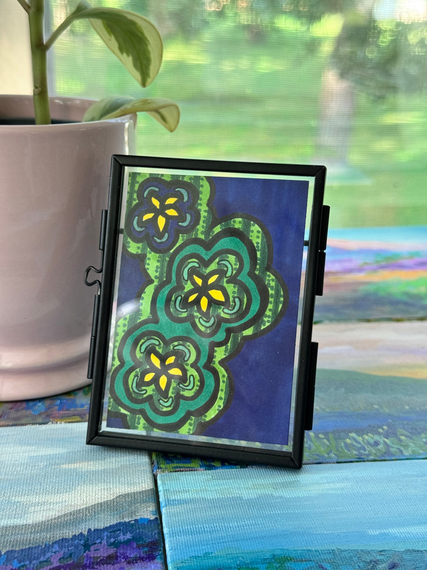 ACEO, Flower Clouds #9 Original Art Card 2.5x3.5