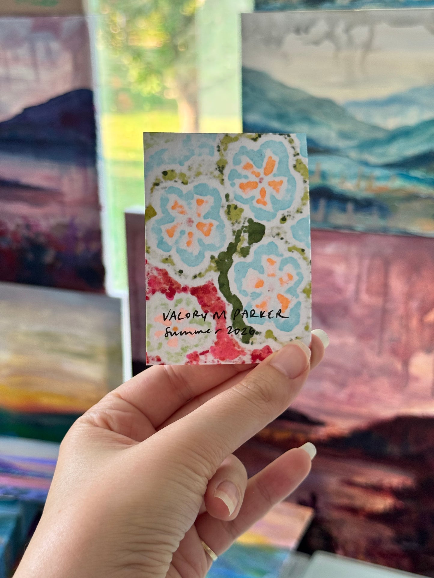 ACEO, Flower Clouds #21 Original Art Card 2.5x3.5