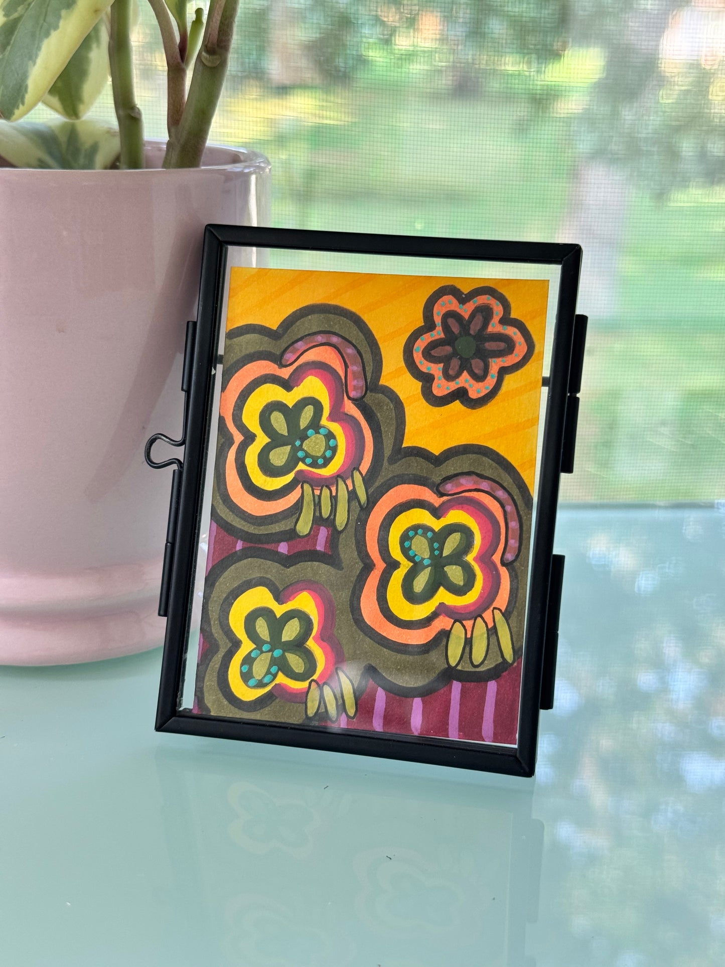 ACEO, Flower Clouds #19 Original Art Card 2.5x3.5