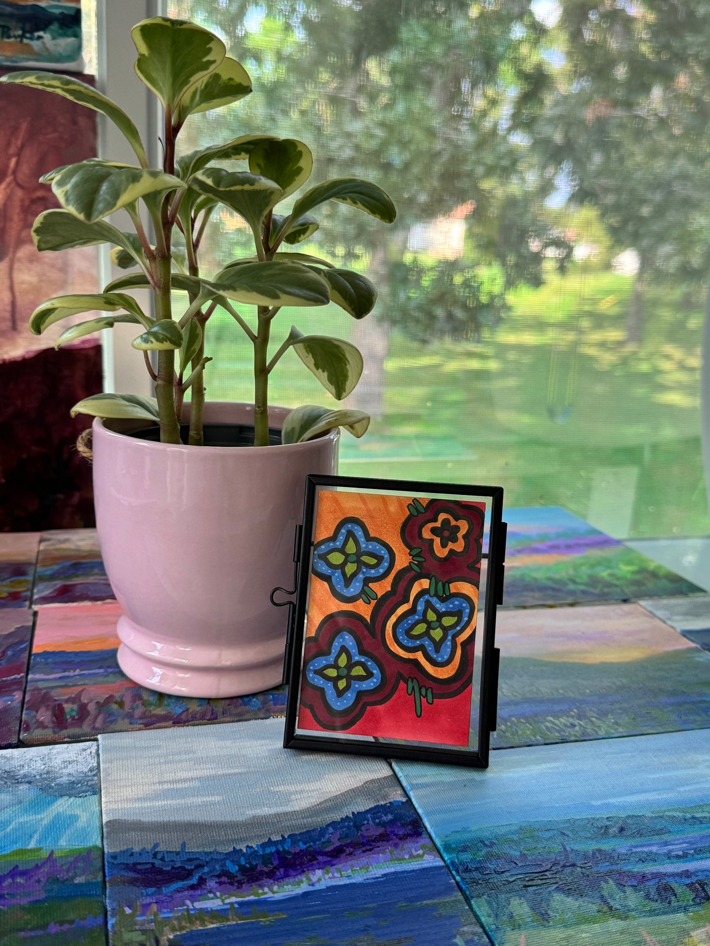 ACEO, Flower Clouds #7 Original Art Card 2.5x3.5