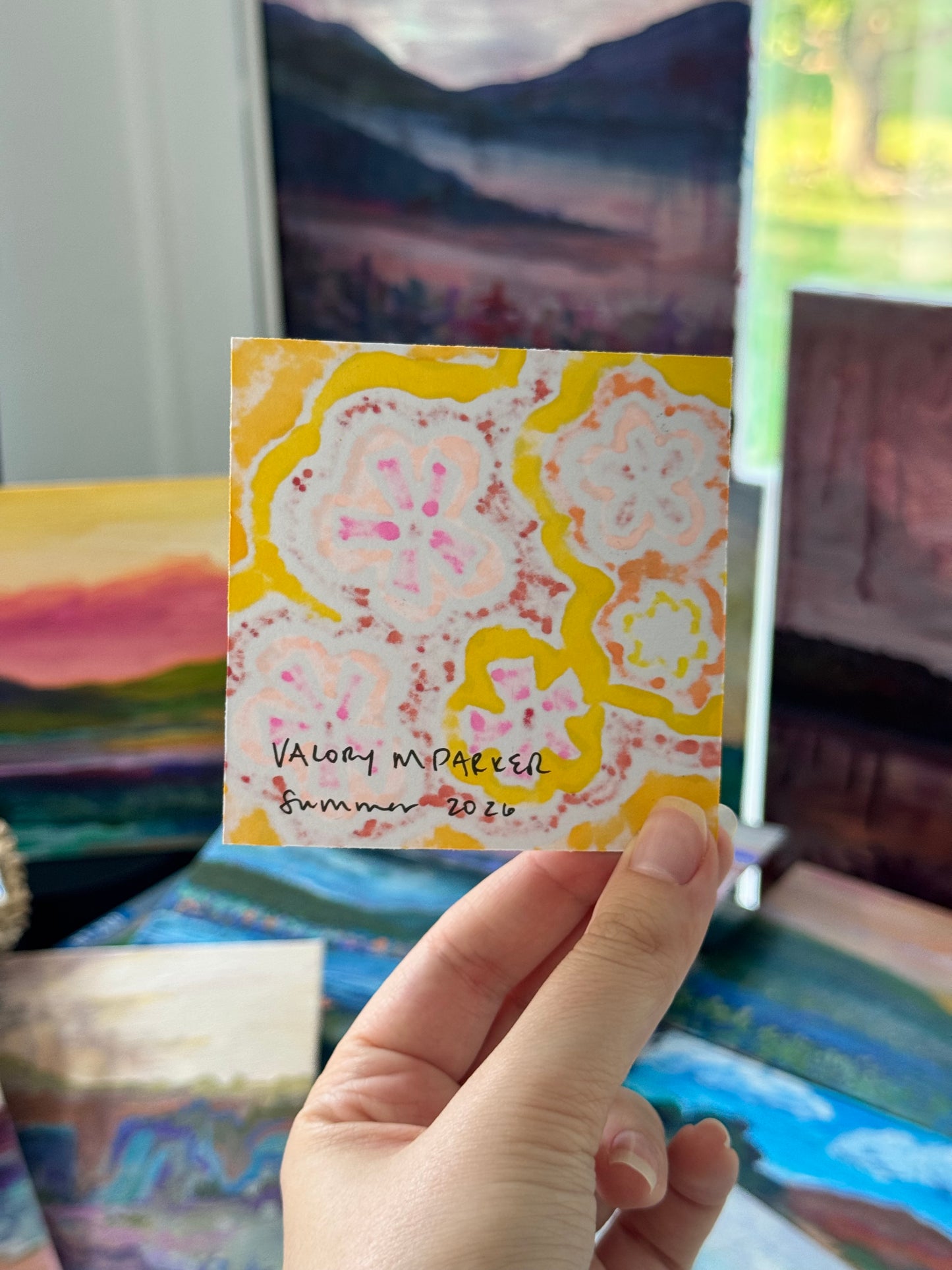 ACEO, Flower Clouds #23 Original Art Card 3x3