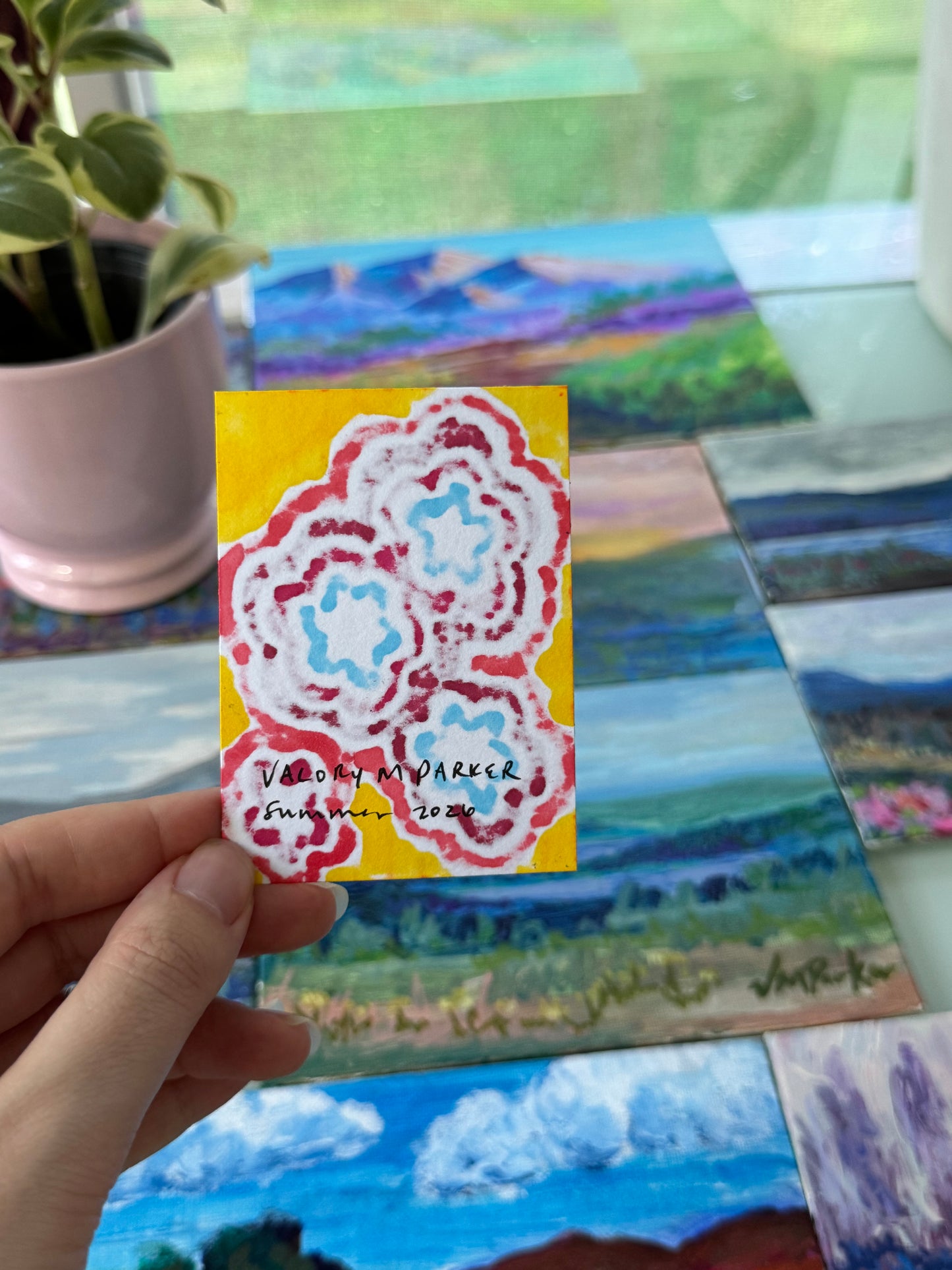 ACEO, Flower Clouds #11 Original Art Card 2.5x3.5