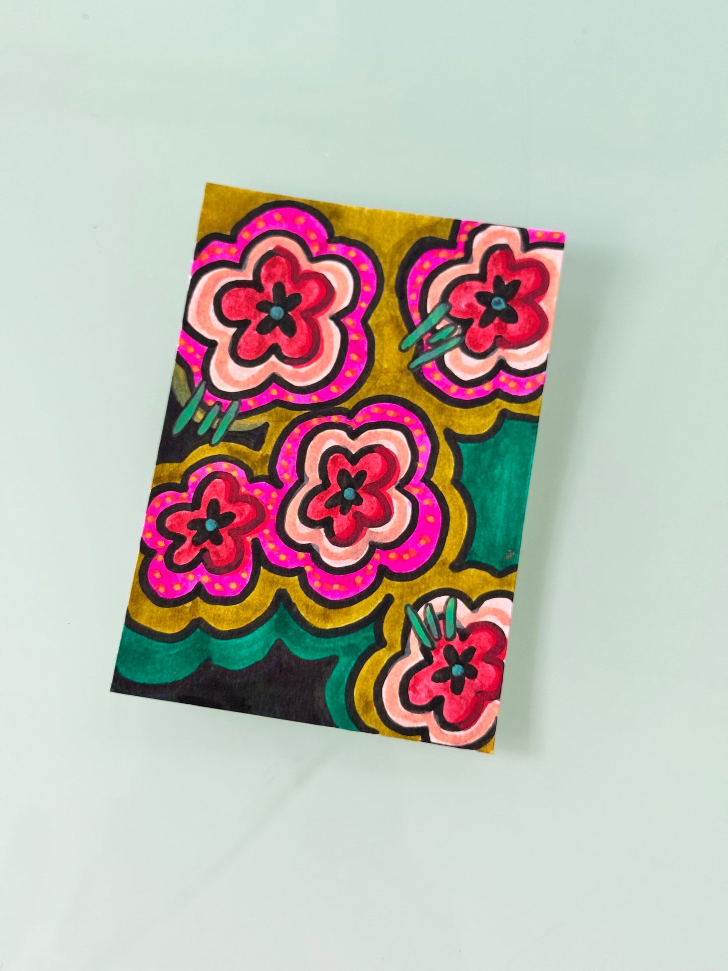 ACEO, Flower Clouds #16 Original Art Card 2.5x3.5