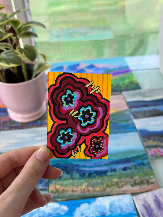 ACEO, Flower Clouds #11 Original Art Card 2.5x3.5