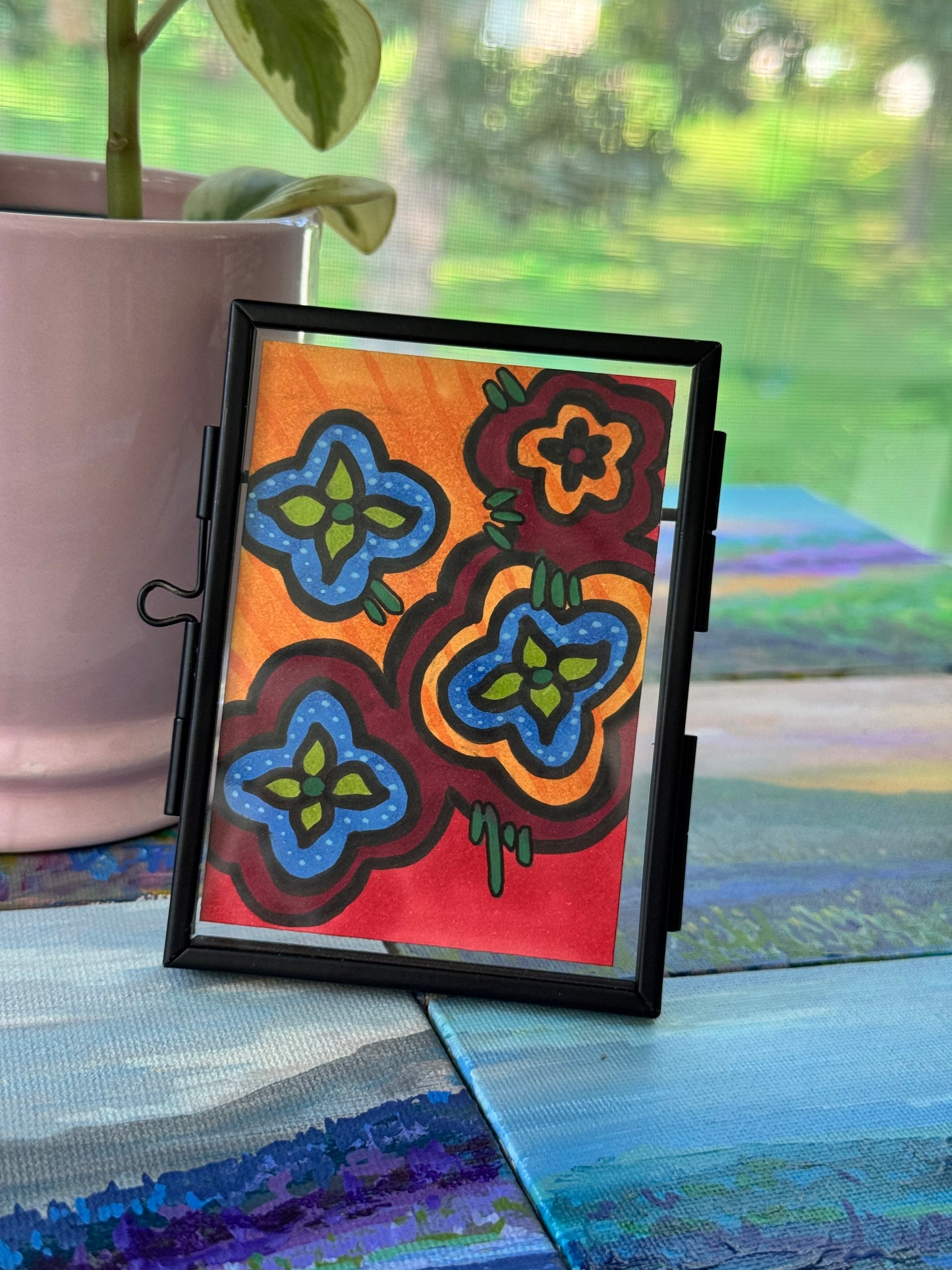 ACEO, Flower Clouds #7 Original Art Card 2.5x3.5