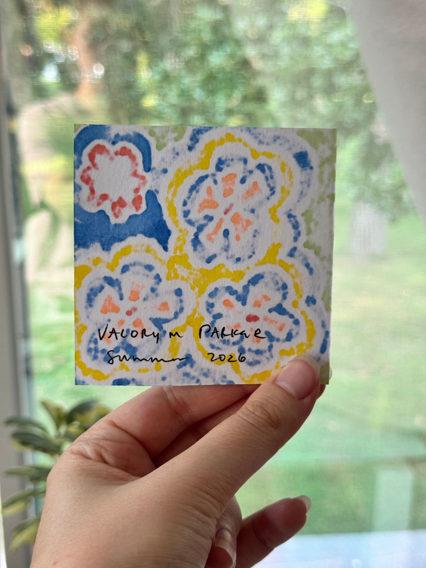 ACEO, Flower Clouds #24 Original Art Card 3x3