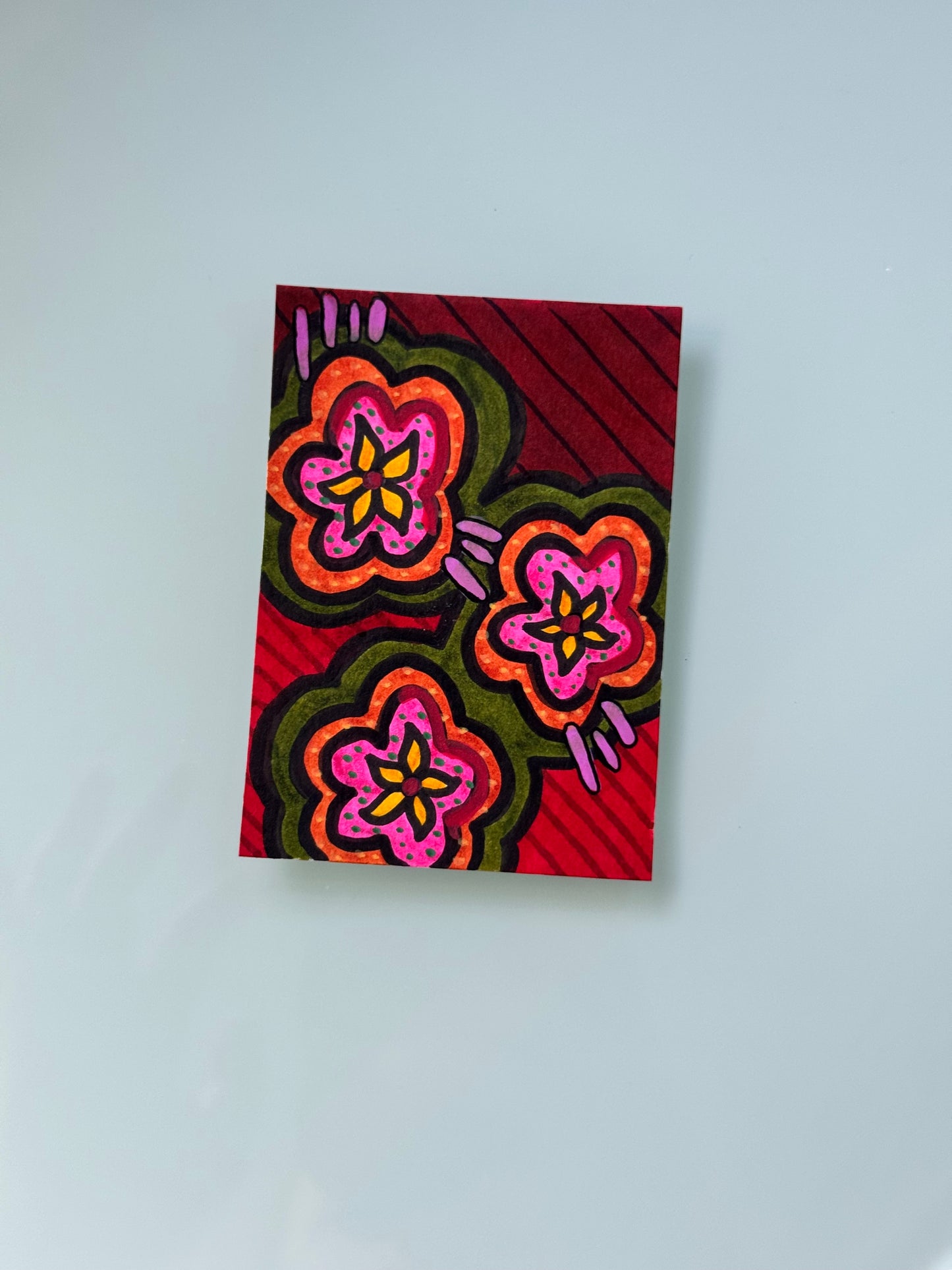 ACEO, Flower Clouds #4 Original Art Card 2.5x3.5