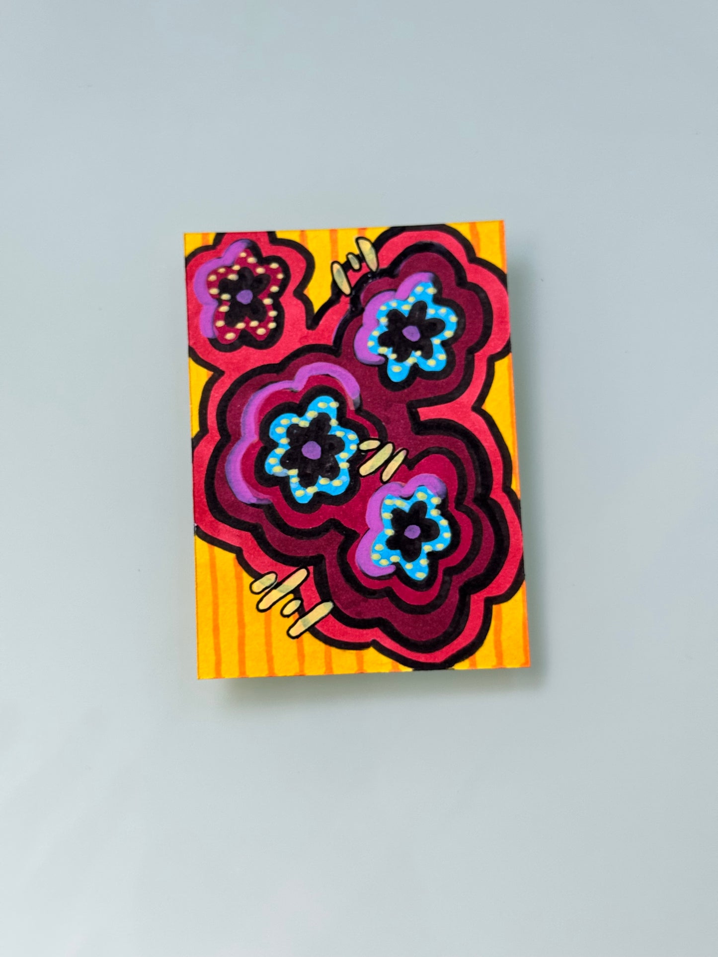 ACEO, Flower Clouds #11 Original Art Card 2.5x3.5