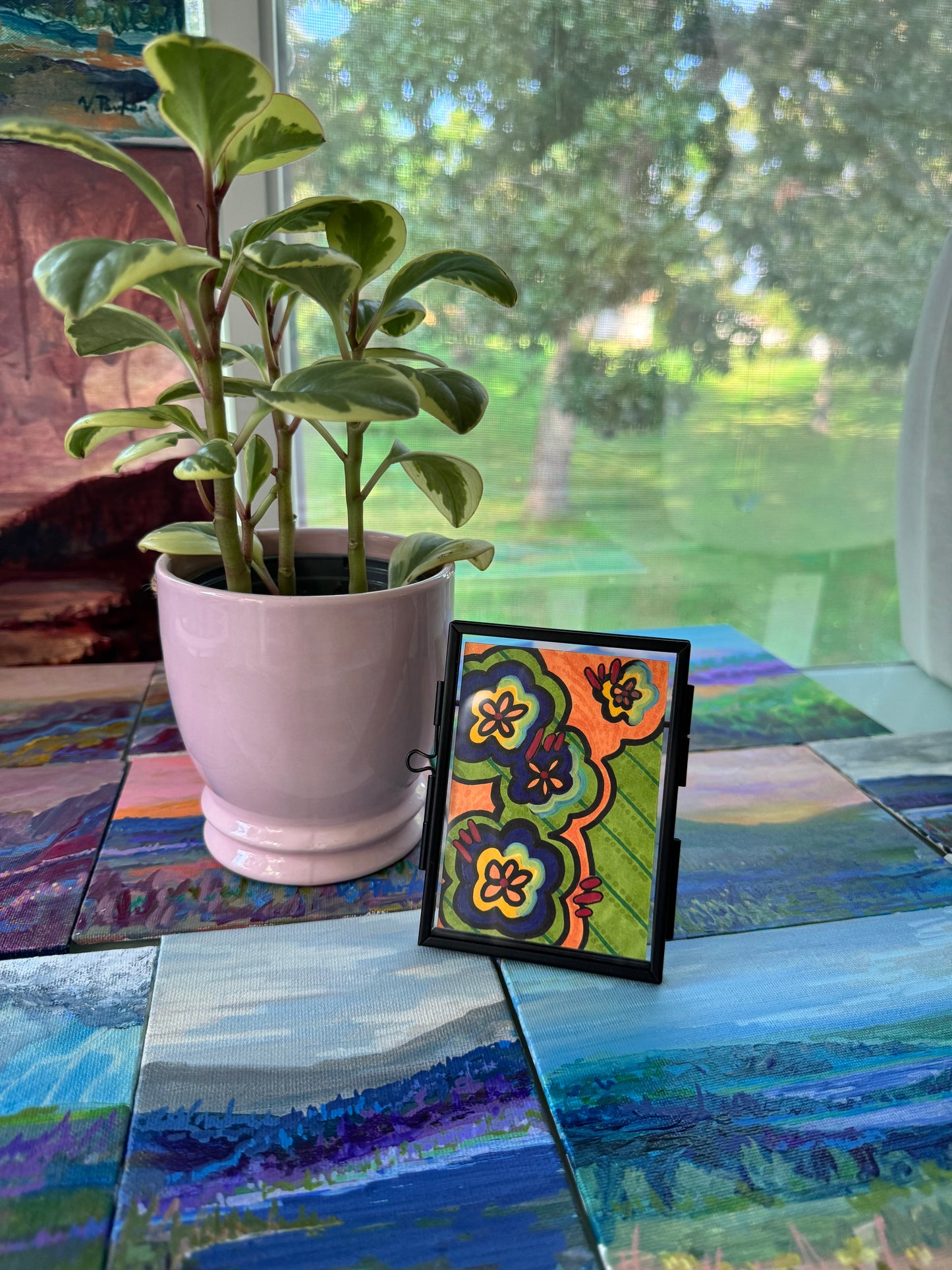 ACEO, Flower Clouds #12 Original Art Card 2.5x3.5